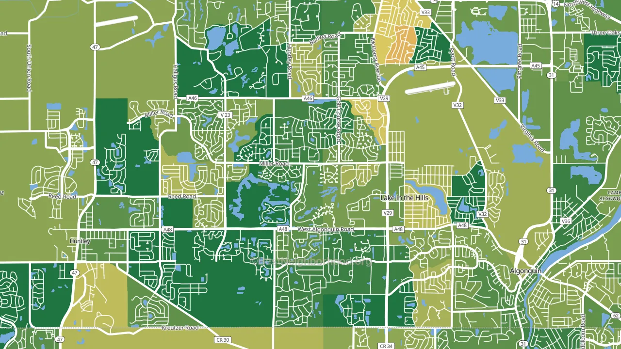 60156, IL block-group voter-turnout map