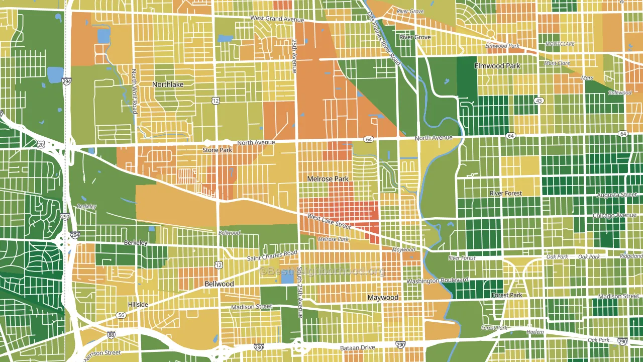 60160, IL block-group voter-turnout map