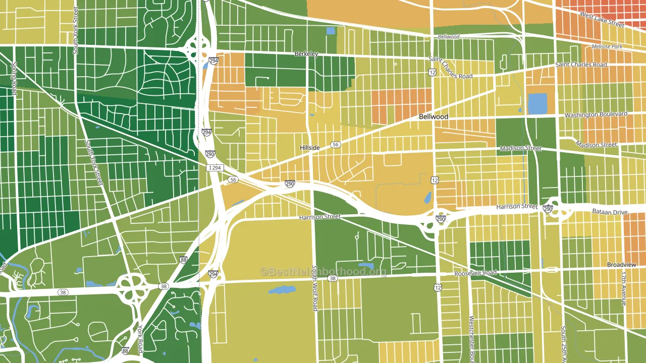60162, IL block-group voter-turnout map