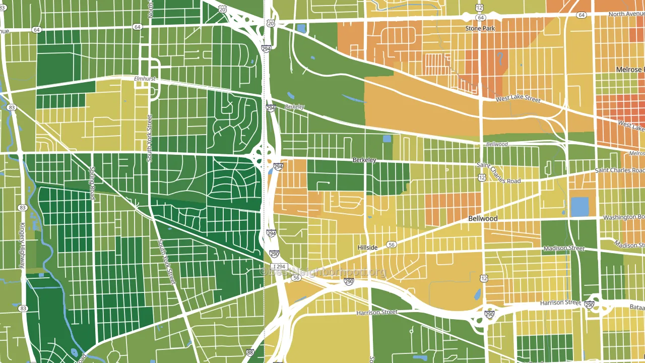60163, IL block-group voter-turnout map