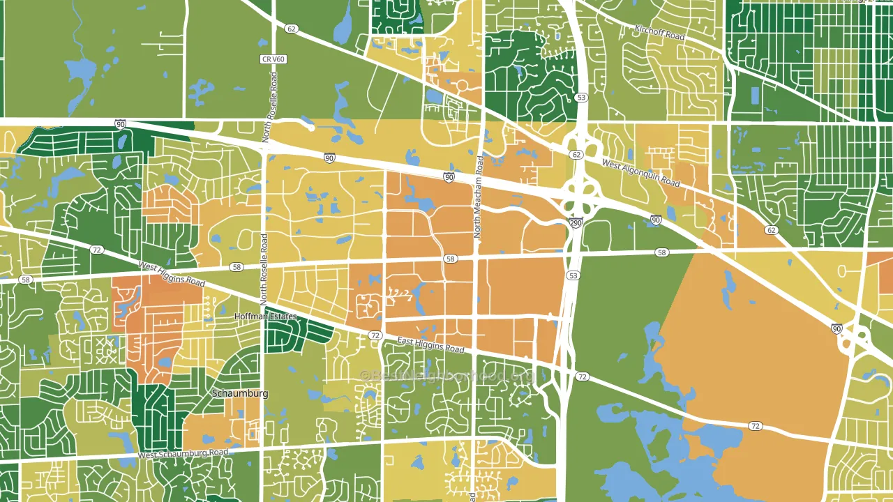 60173, IL block-group voter-turnout map