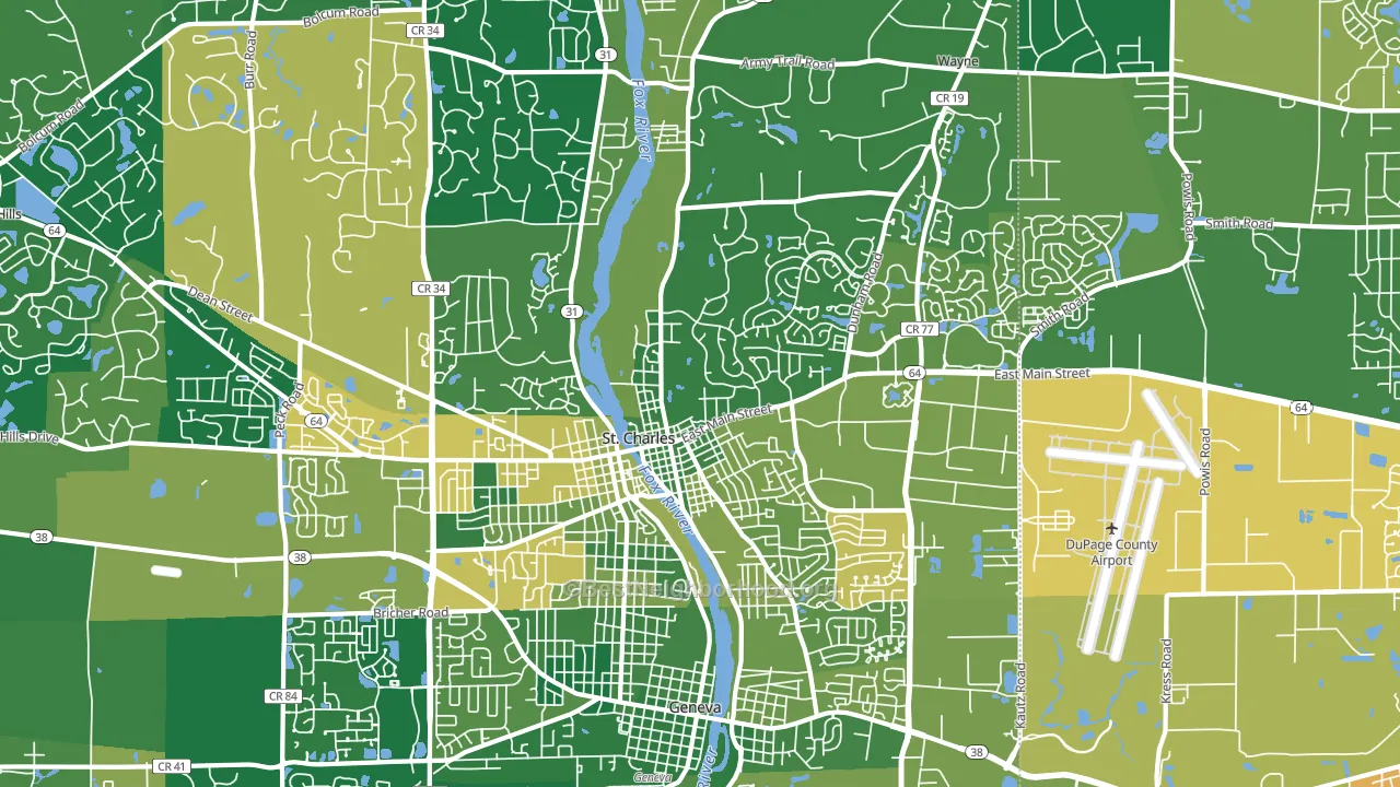 60174, IL block-group voter-turnout map