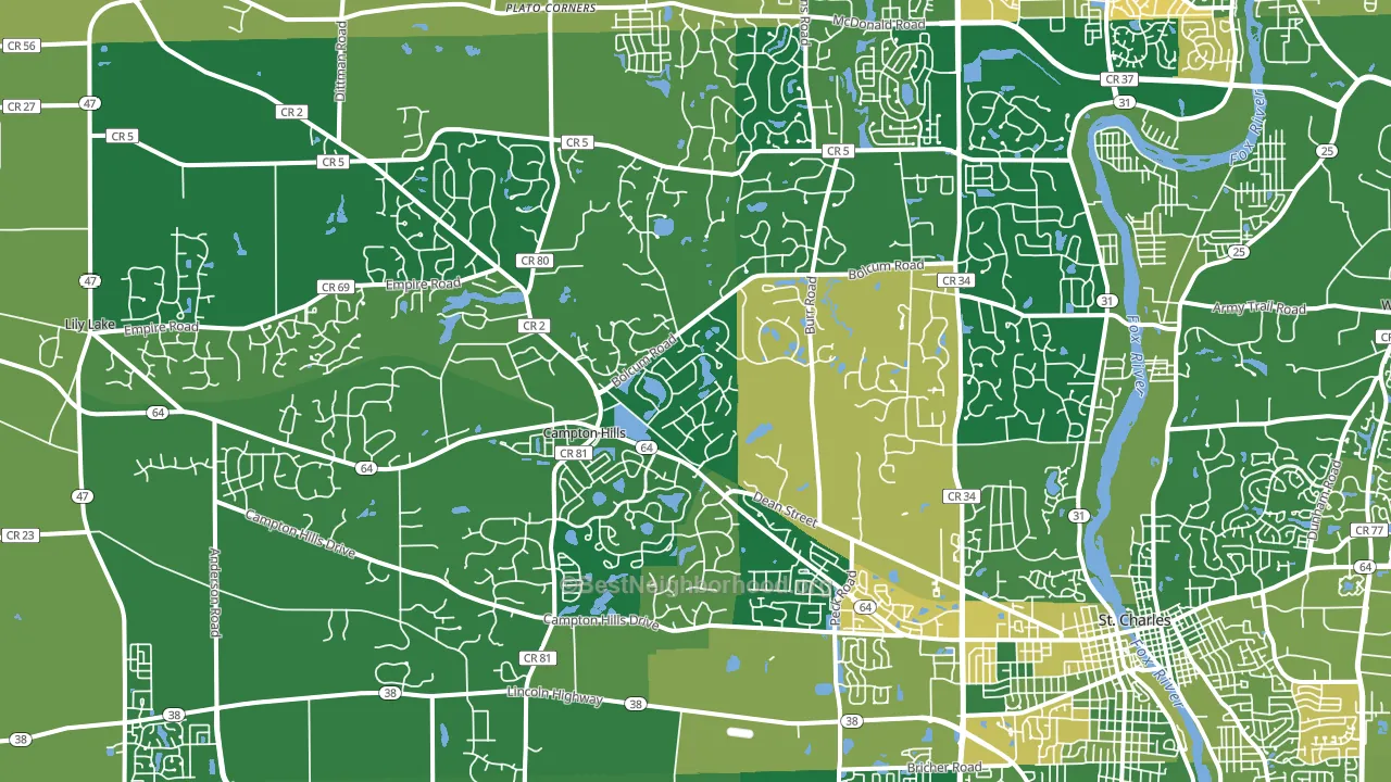 60175, IL block-group voter-turnout map