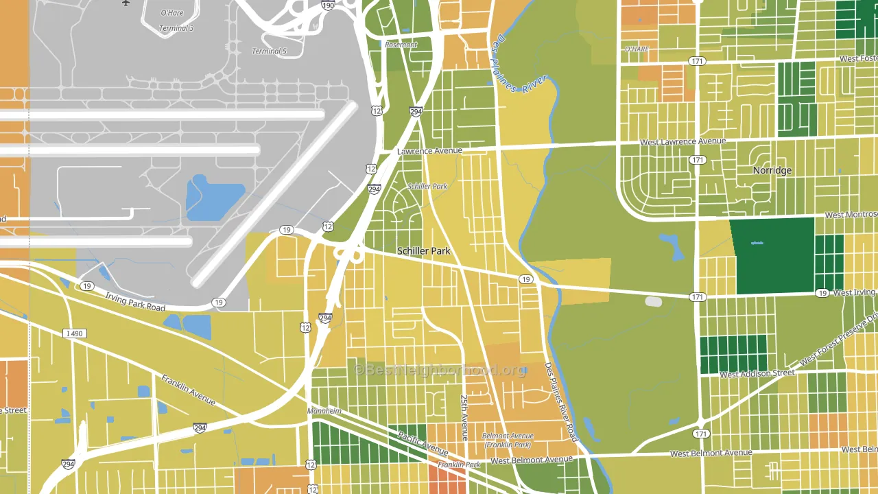 60176, IL block-group voter-turnout map