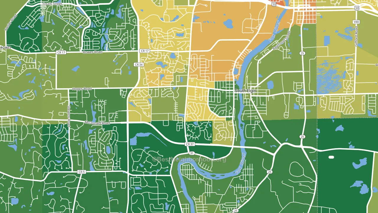 60177, IL block-group voter-turnout map