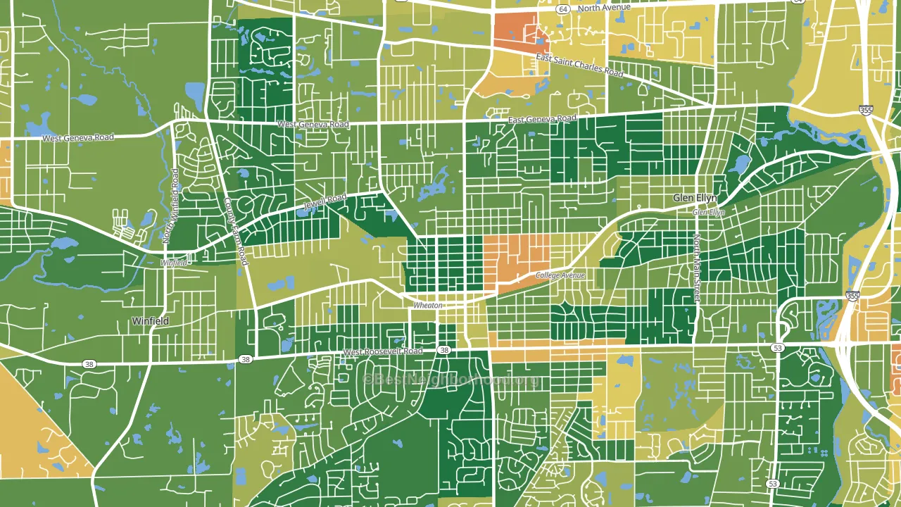 60187, IL block-group voter-turnout map