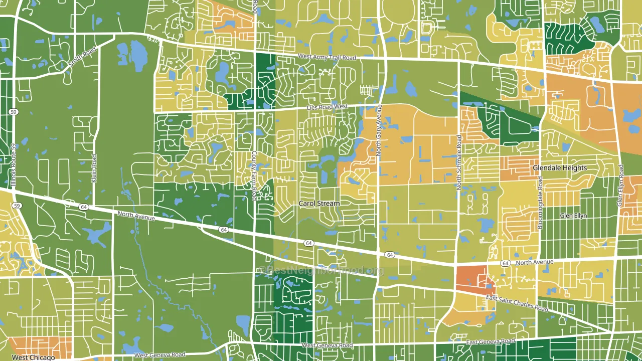 60188, IL block-group voter-turnout map