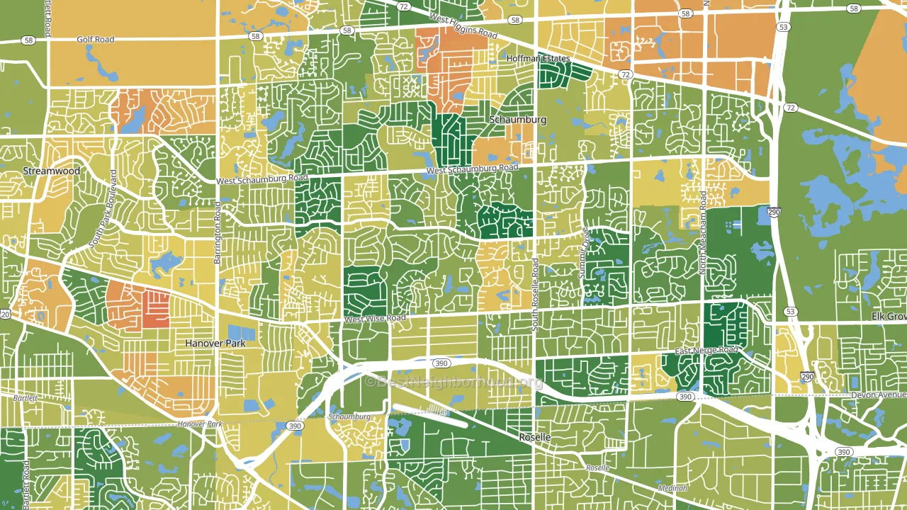 60193, IL block-group voter-turnout map