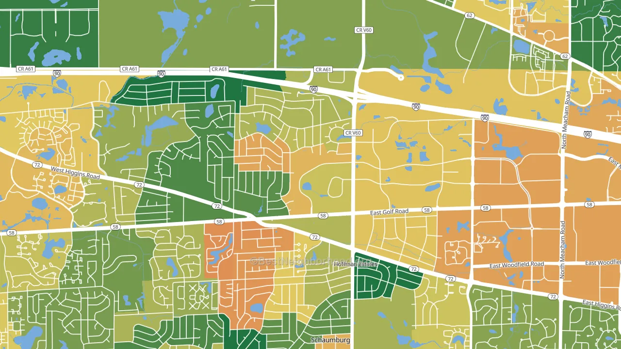 60195, IL block-group voter-turnout map