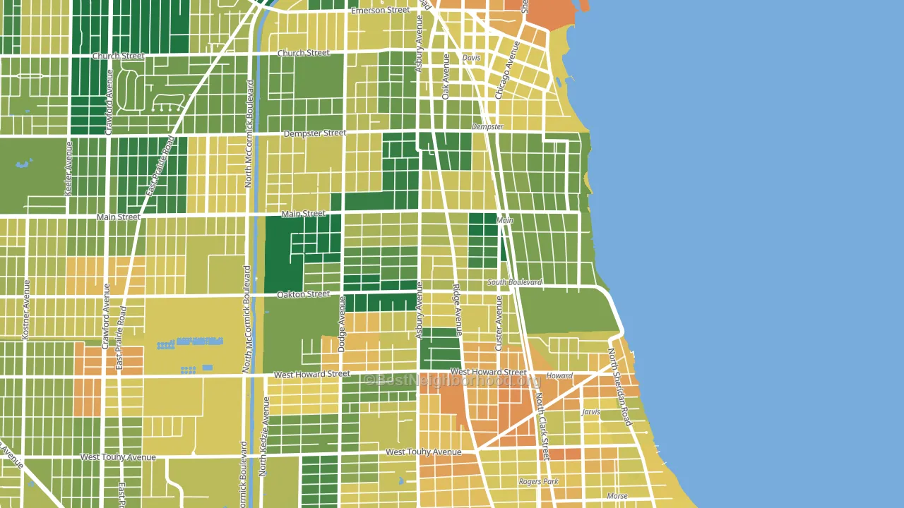60202, IL block-group voter-turnout map