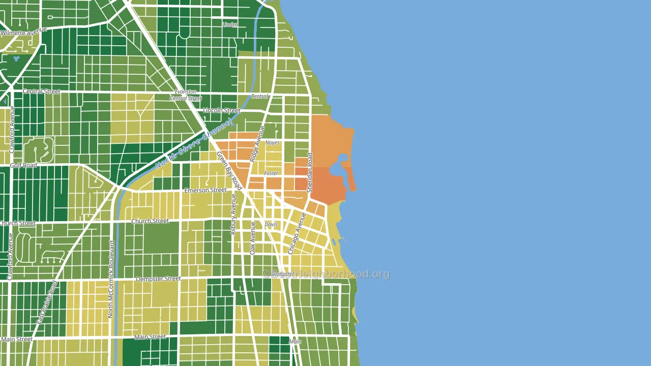 60208, IL block-group voter-turnout map
