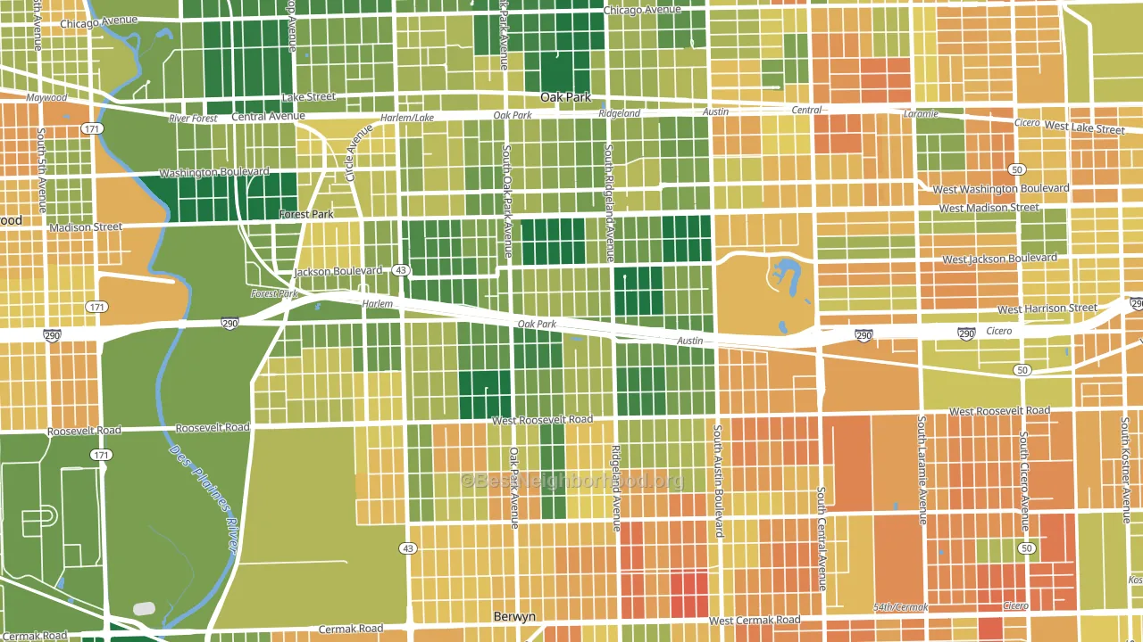 60304, IL block-group voter-turnout map