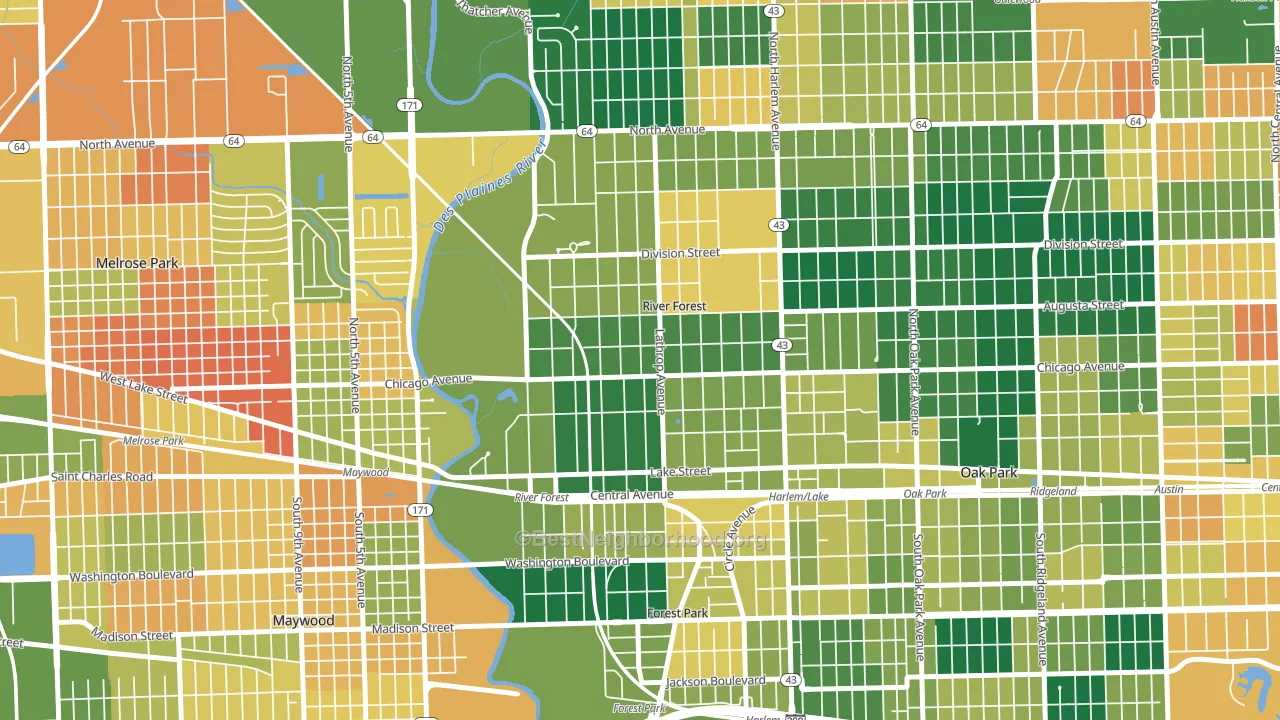 60305, IL block-group voter-turnout map
