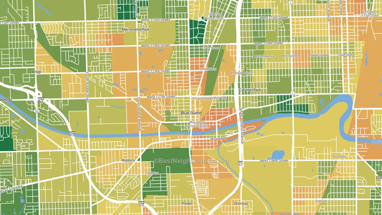 60406, IL block-group voter-turnout map