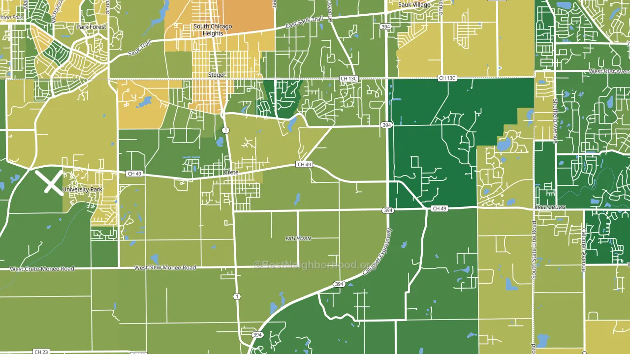 60417, IL block-group voter-turnout map