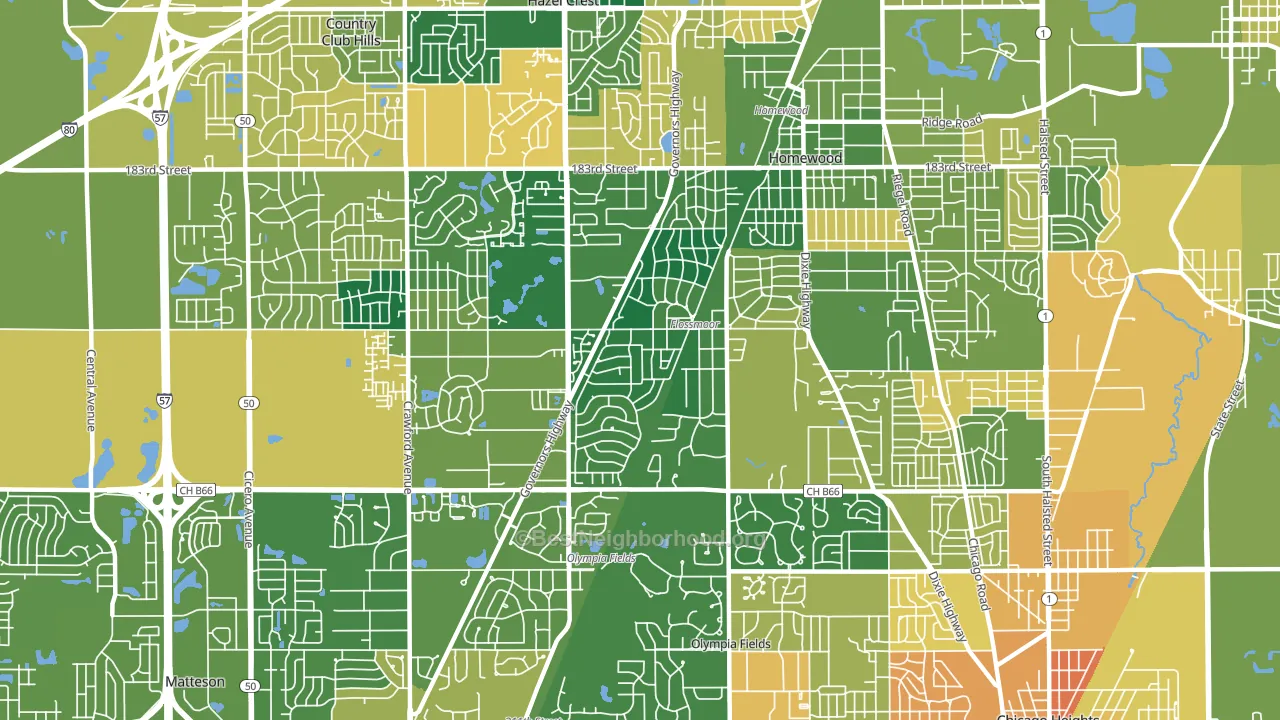 60422, IL block-group voter-turnout map