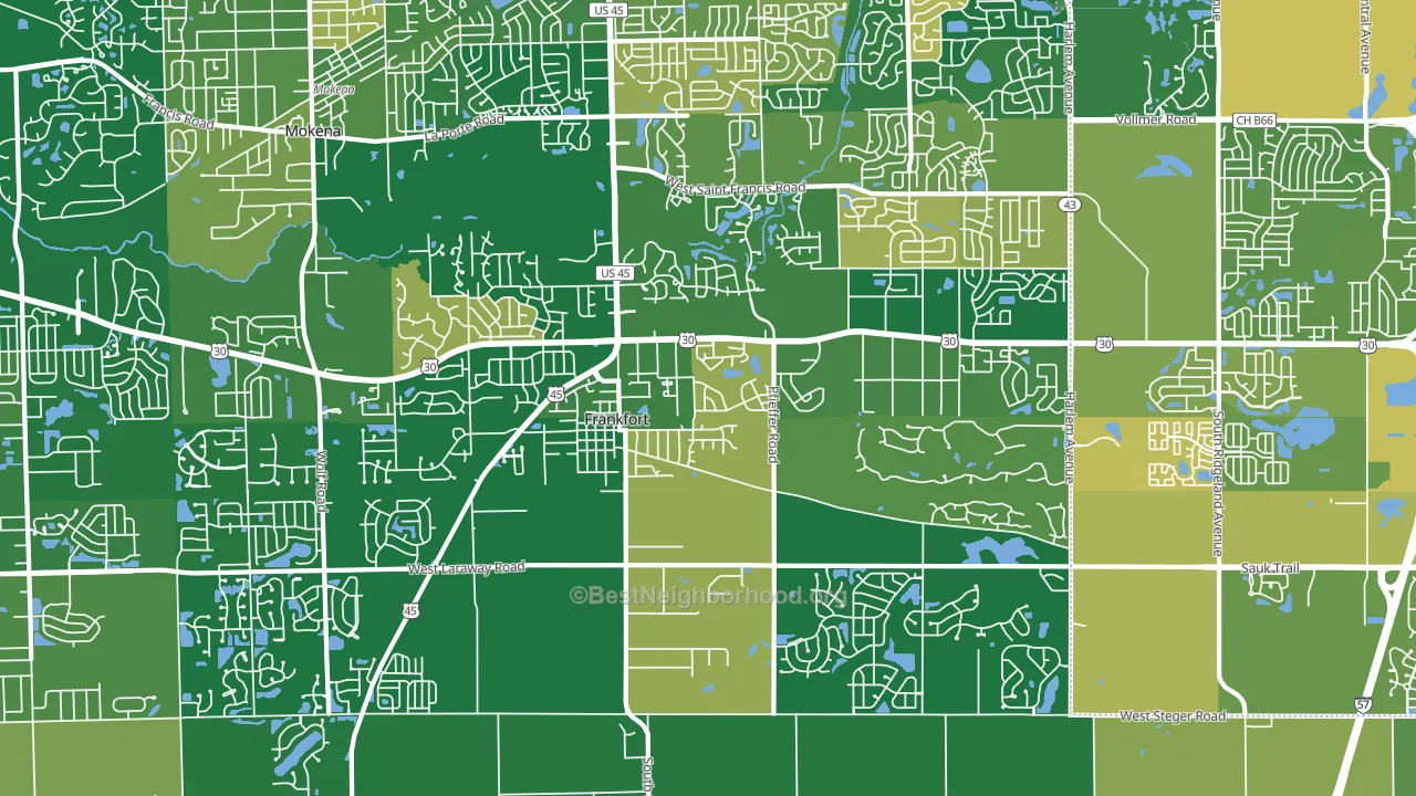 60423, IL block-group voter-turnout map