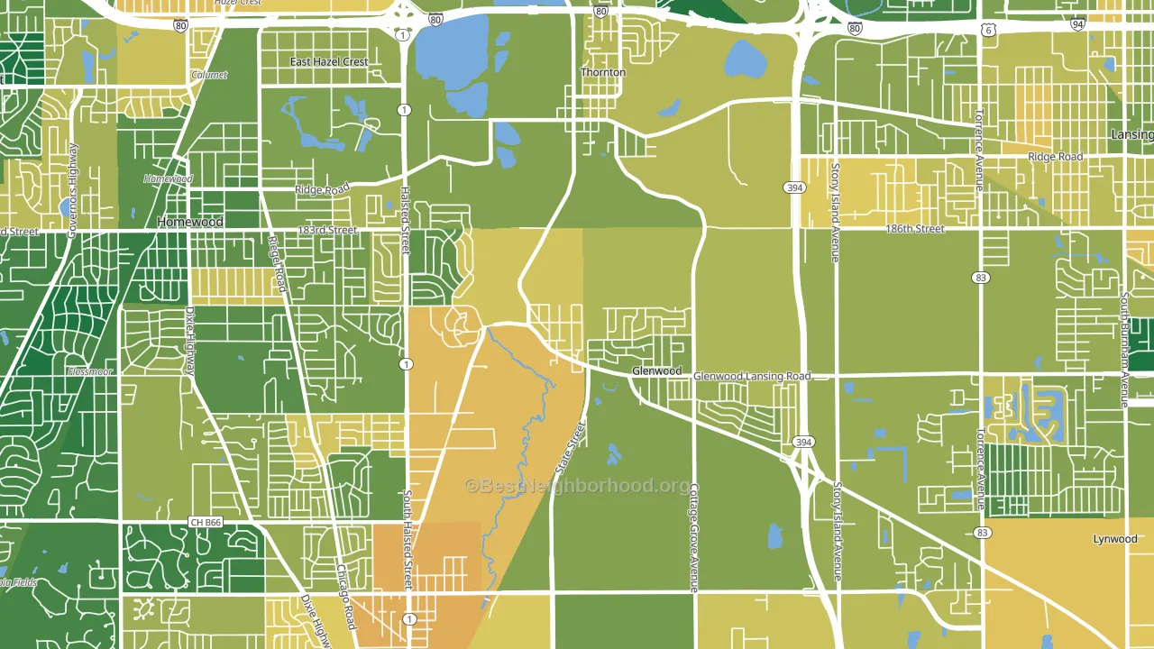 60425, IL block-group voter-turnout map