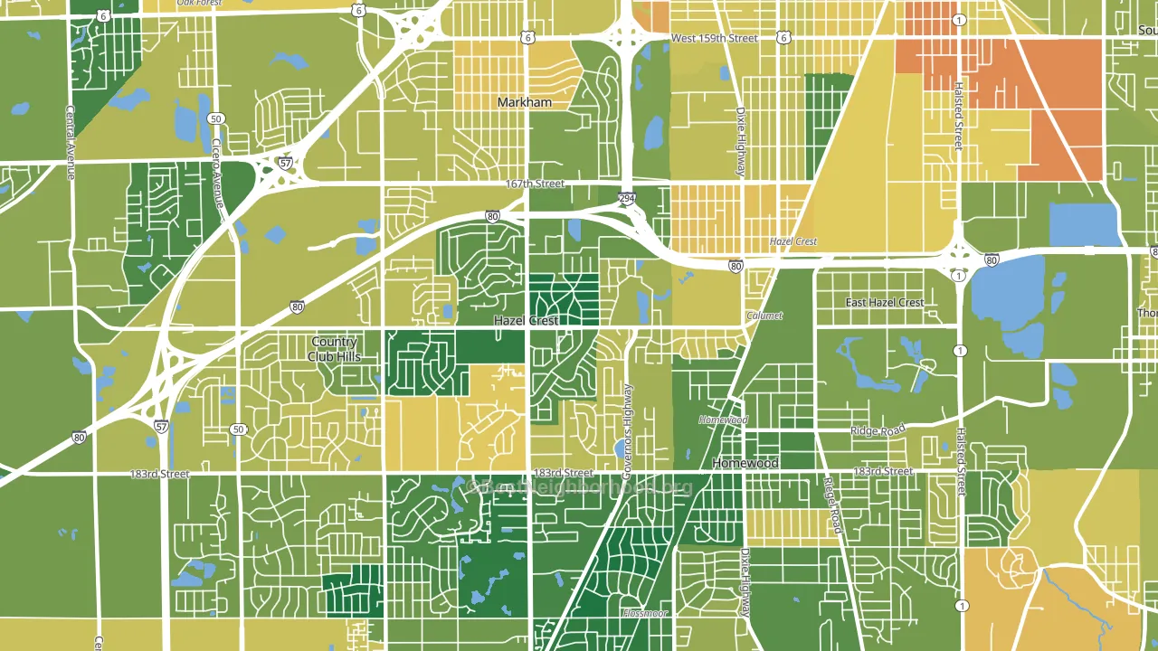 60429, IL block-group voter-turnout map