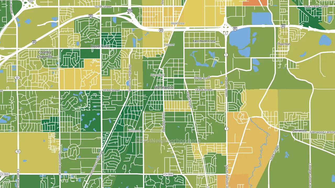 60430, IL block-group voter-turnout map