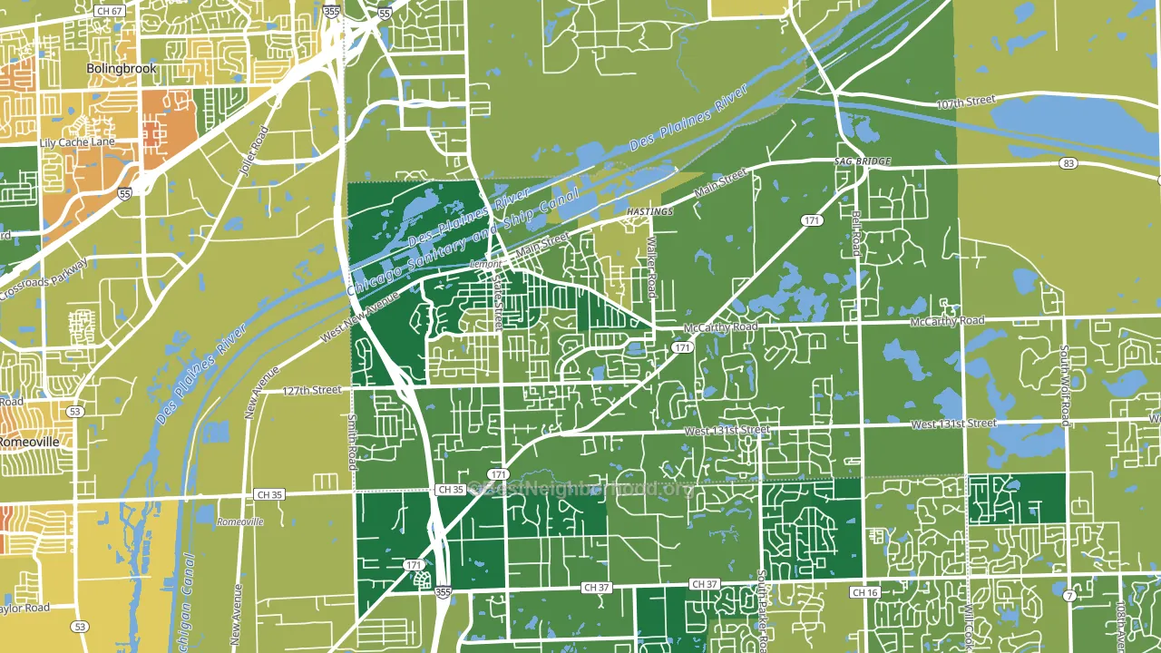 60439, IL block-group voter-turnout map