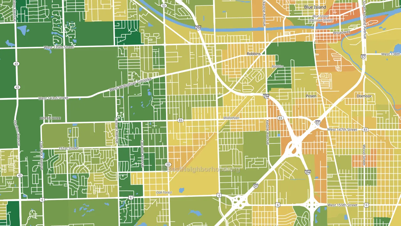 60445, IL block-group voter-turnout map