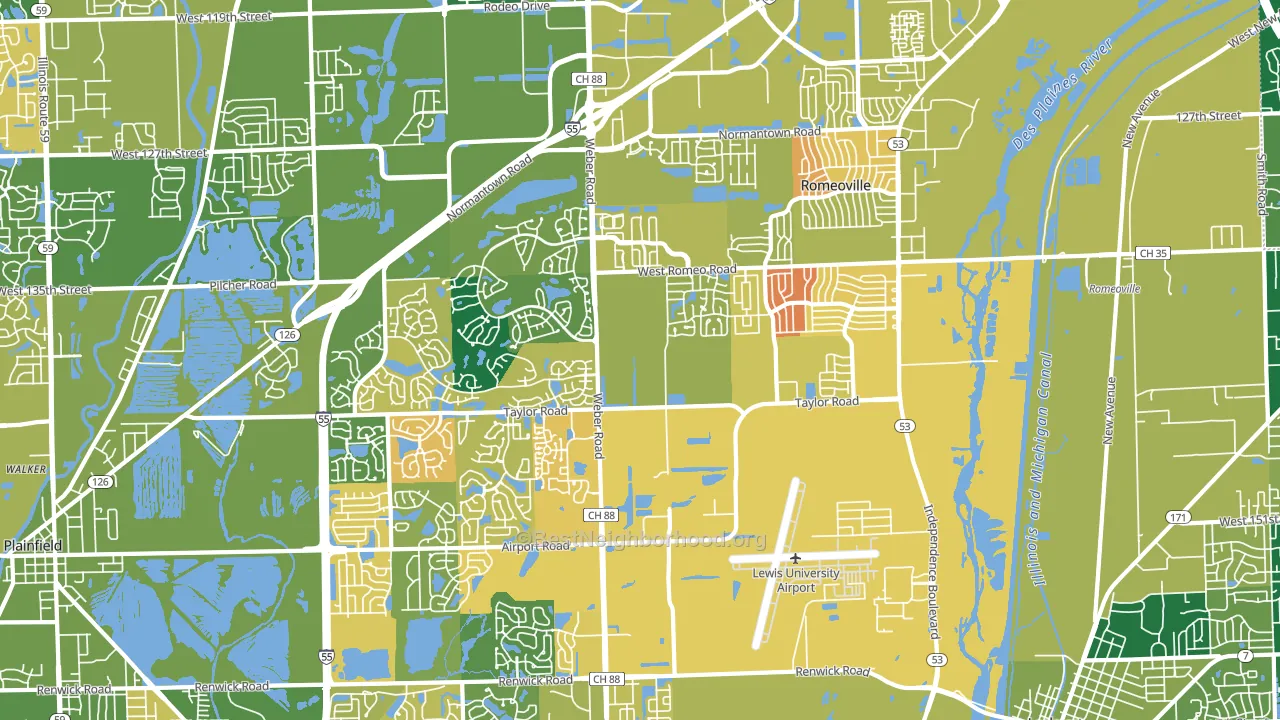 60446, IL block-group voter-turnout map