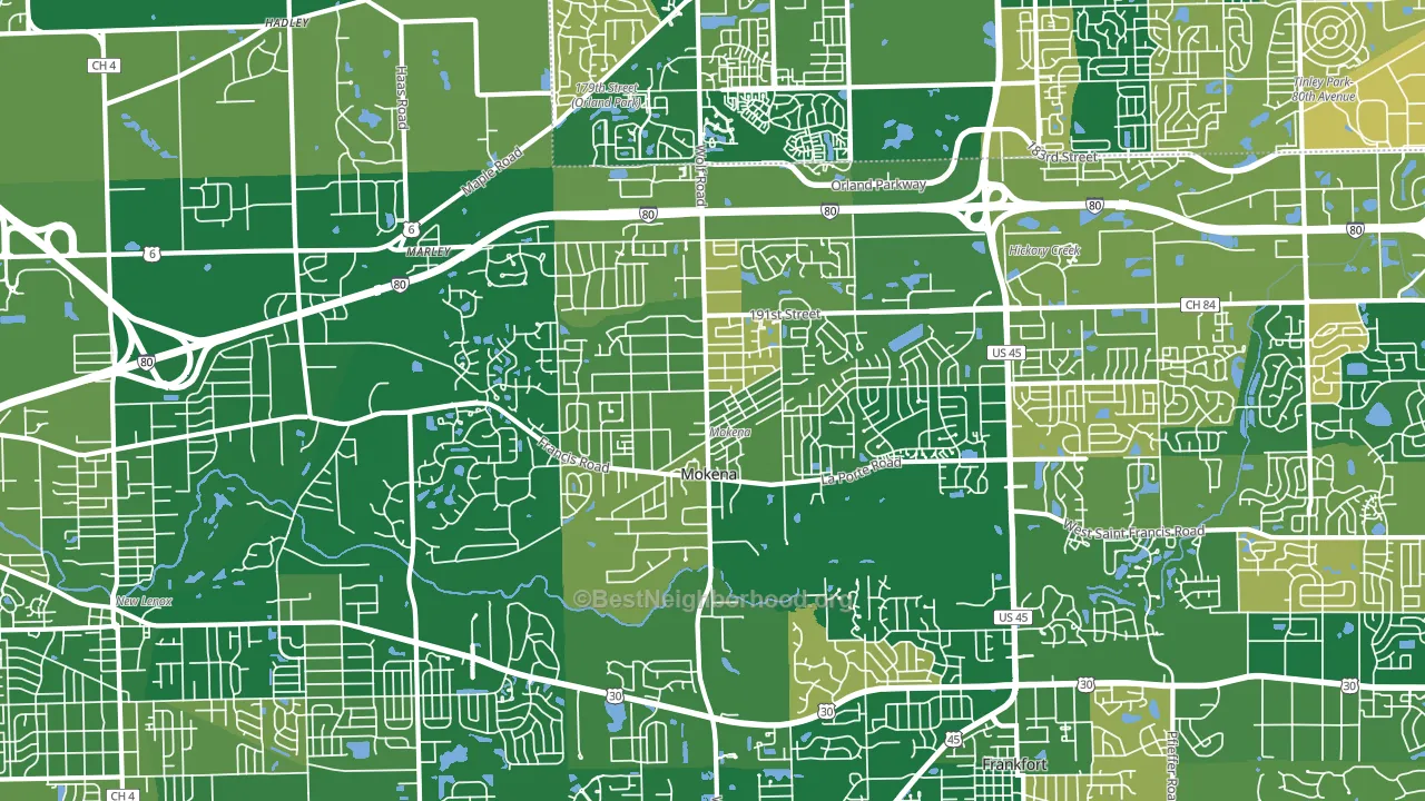 60448, IL block-group voter-turnout map