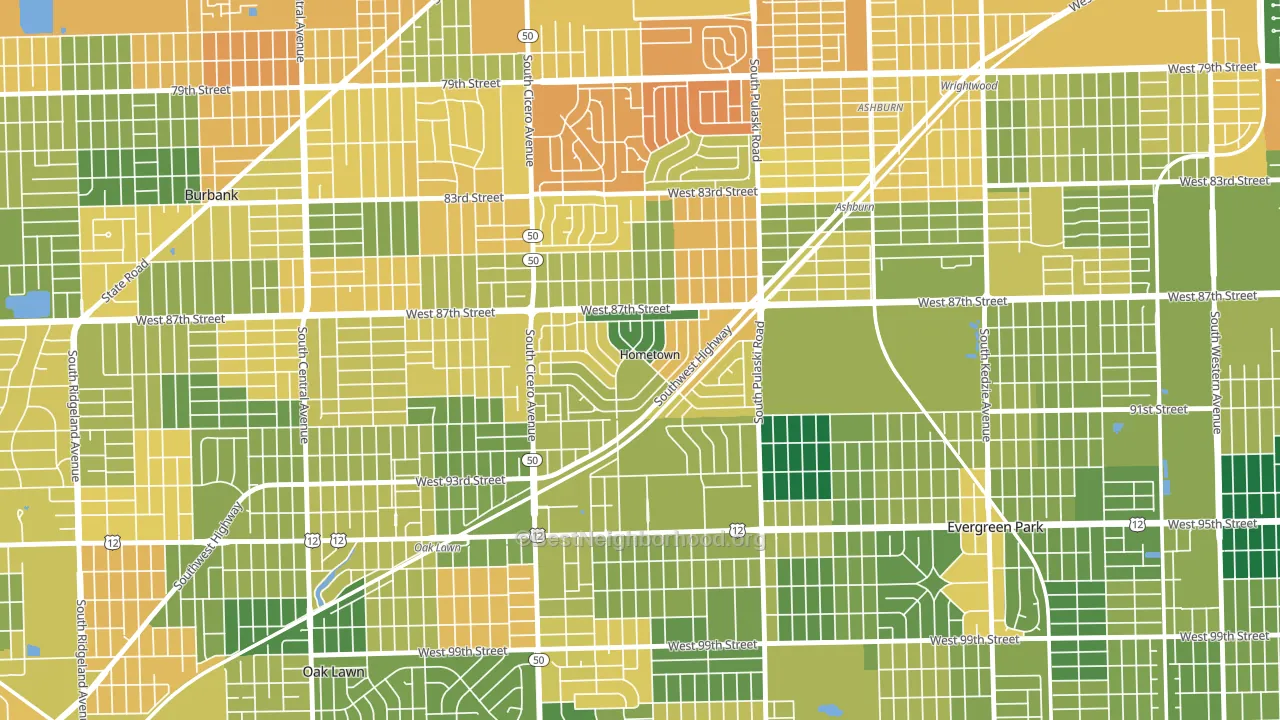 60456, IL block-group voter-turnout map