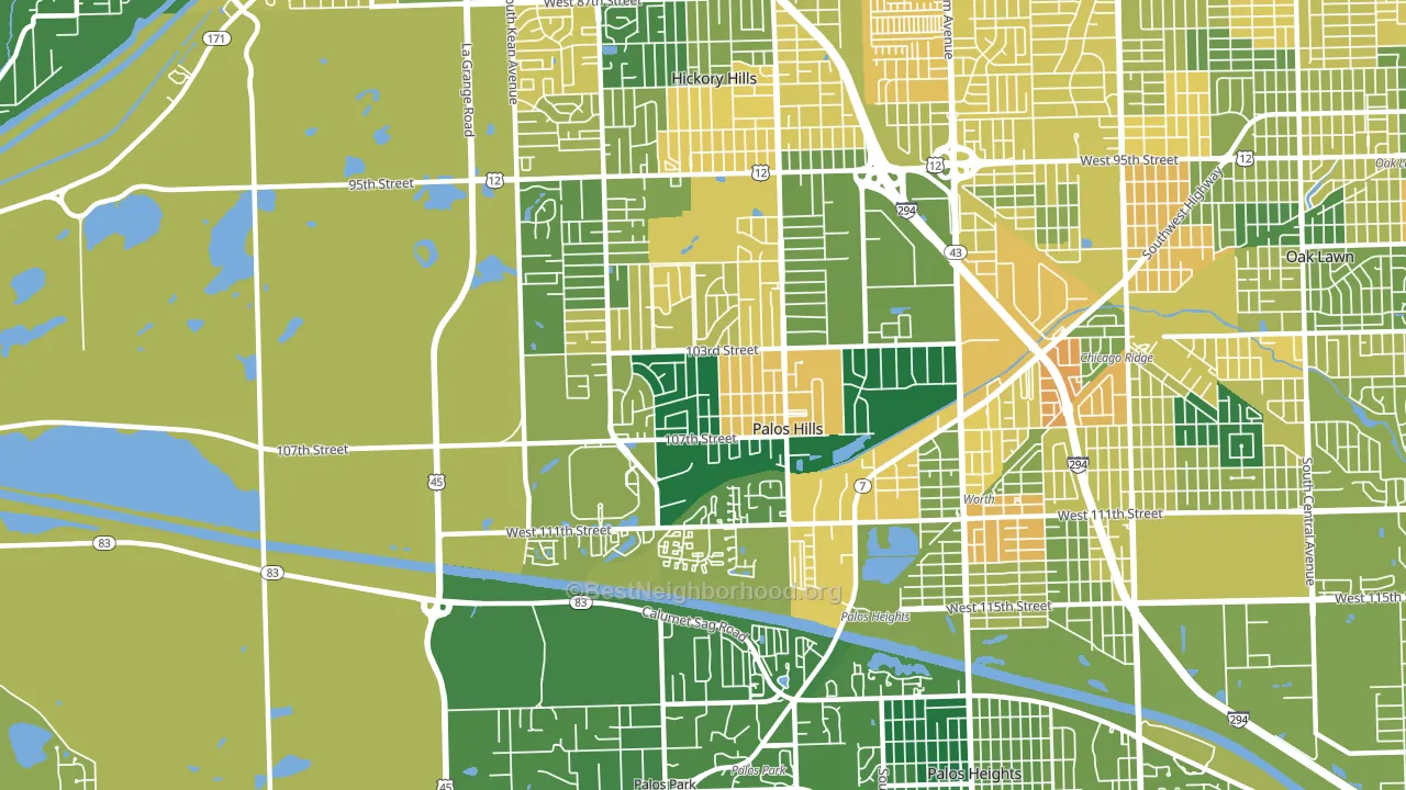 60465, IL block-group voter-turnout map