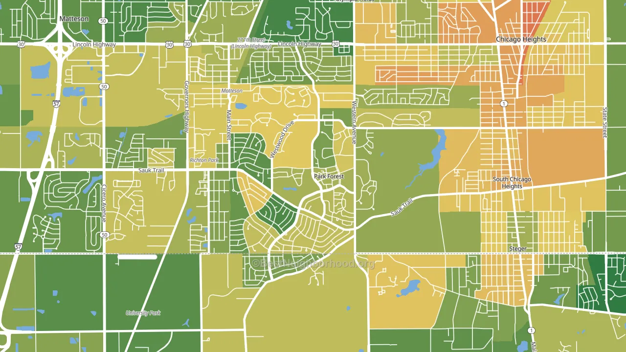 60466, IL block-group voter-turnout map
