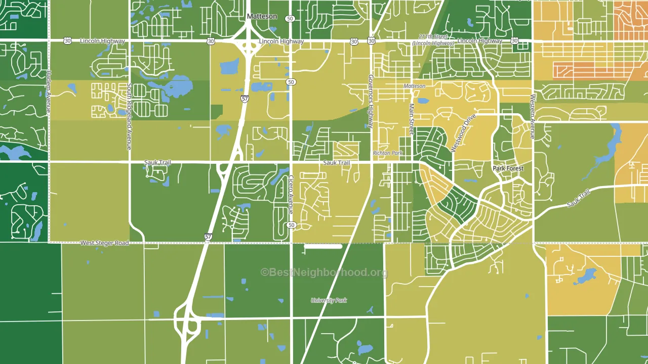 60471, IL block-group voter-turnout map