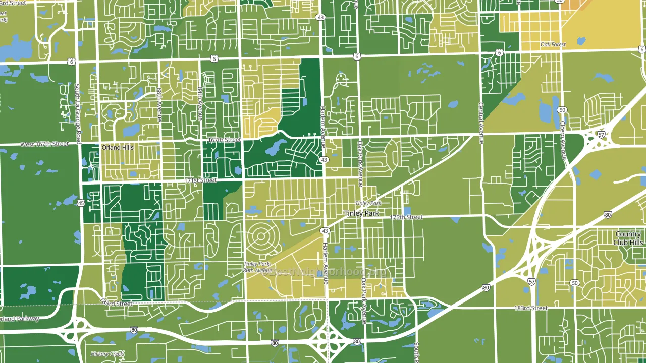 60477, IL block-group voter-turnout map