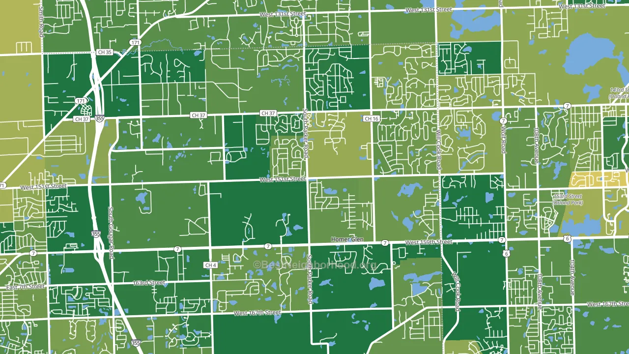 60491, IL block-group voter-turnout map