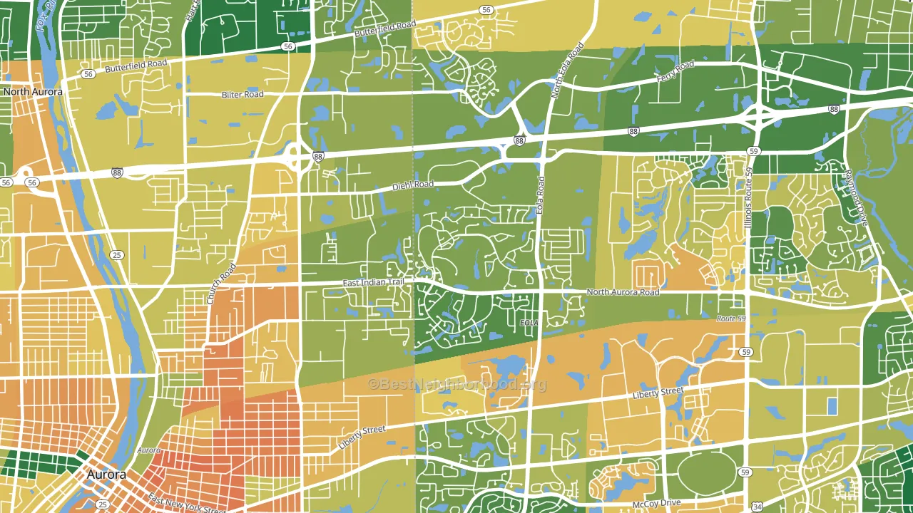 60502, IL block-group voter-turnout map