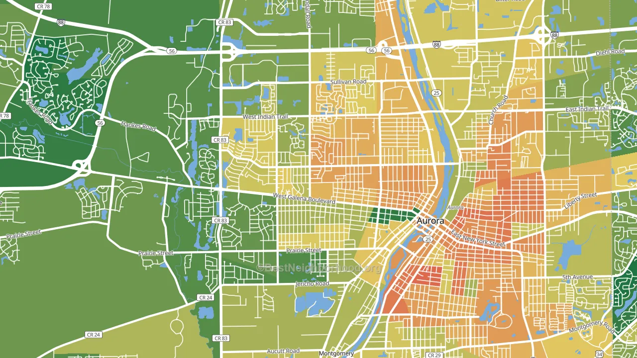 60506, IL block-group voter-turnout map
