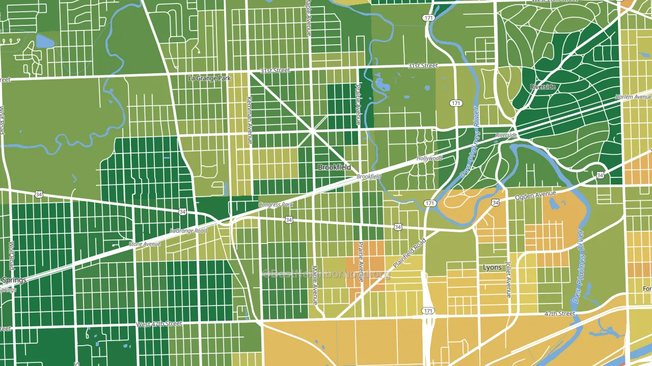 60513, IL block-group voter-turnout map