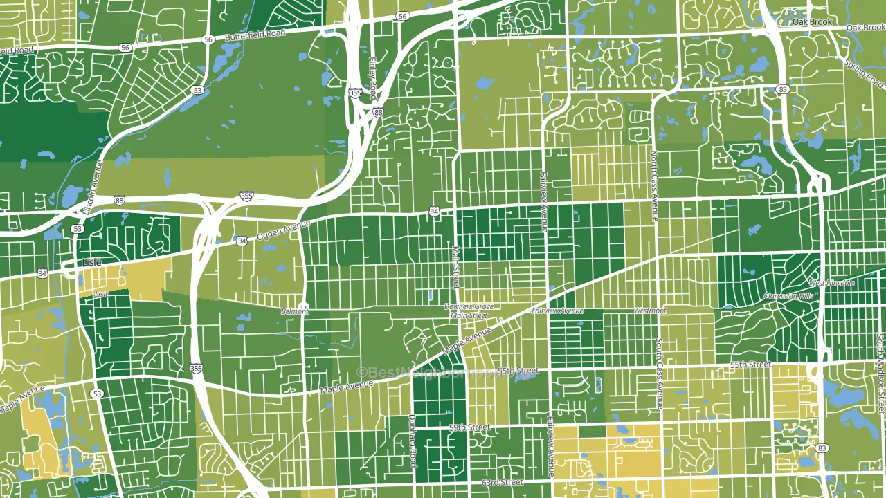 60515, IL block-group voter-turnout map