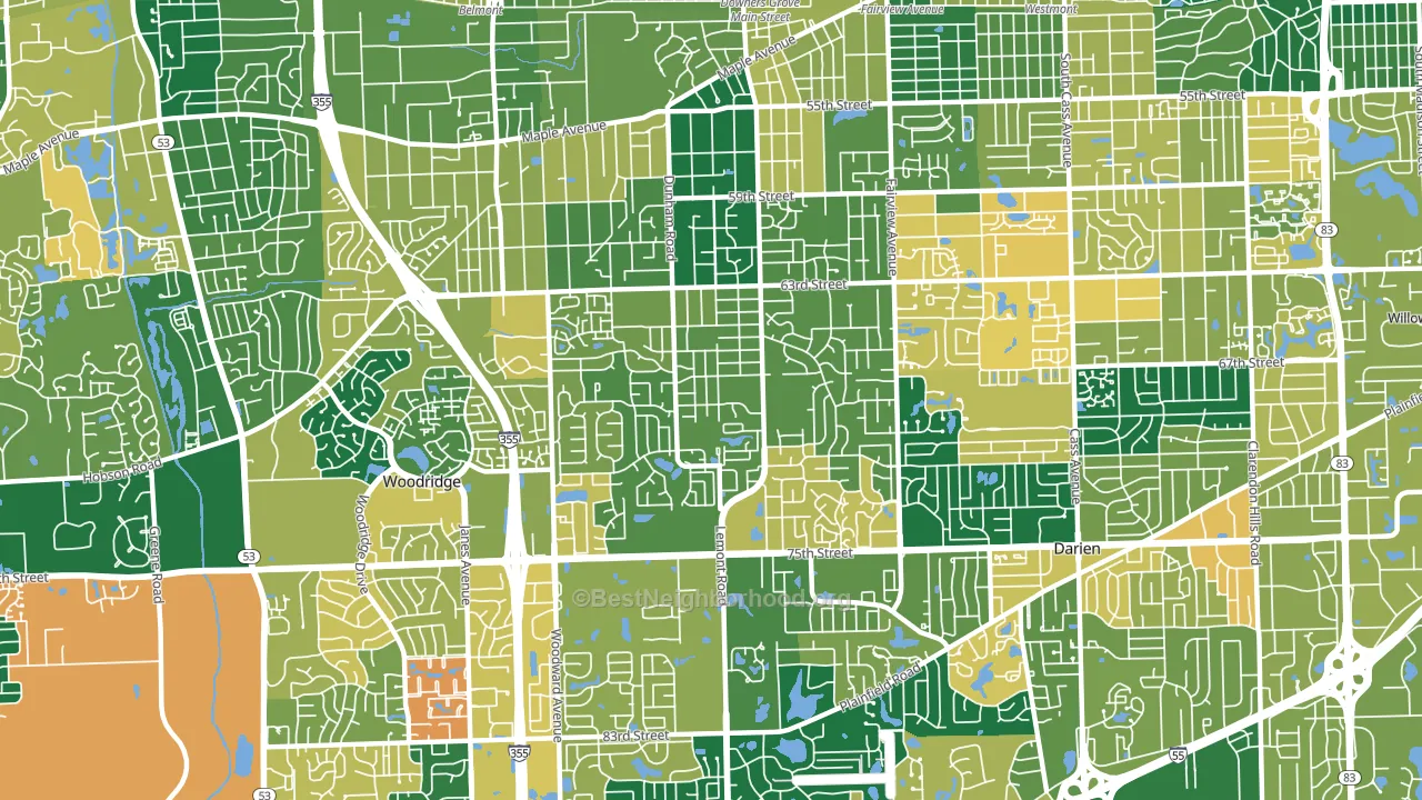 60516, IL block-group voter-turnout map