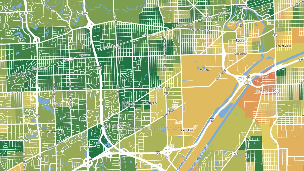 60525, IL block-group voter-turnout map