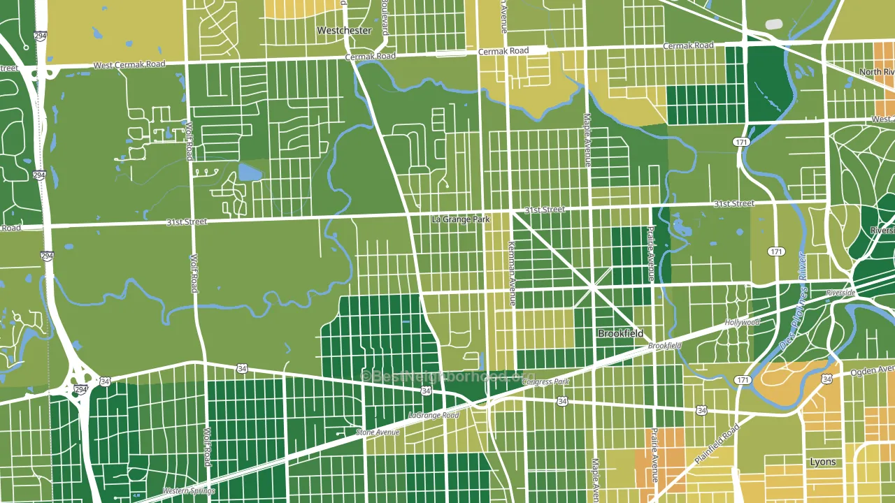 60526, IL block-group voter-turnout map