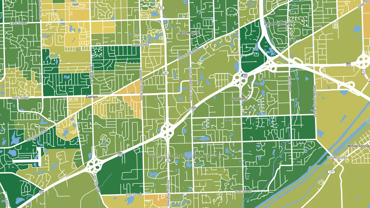 60527, IL block-group voter-turnout map