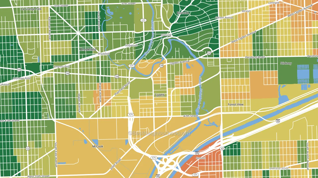 60534, IL block-group voter-turnout map