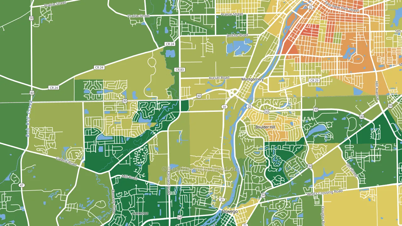 60538, IL block-group voter-turnout map