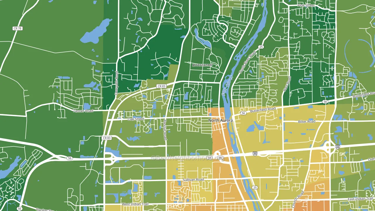 60542, IL block-group voter-turnout map
