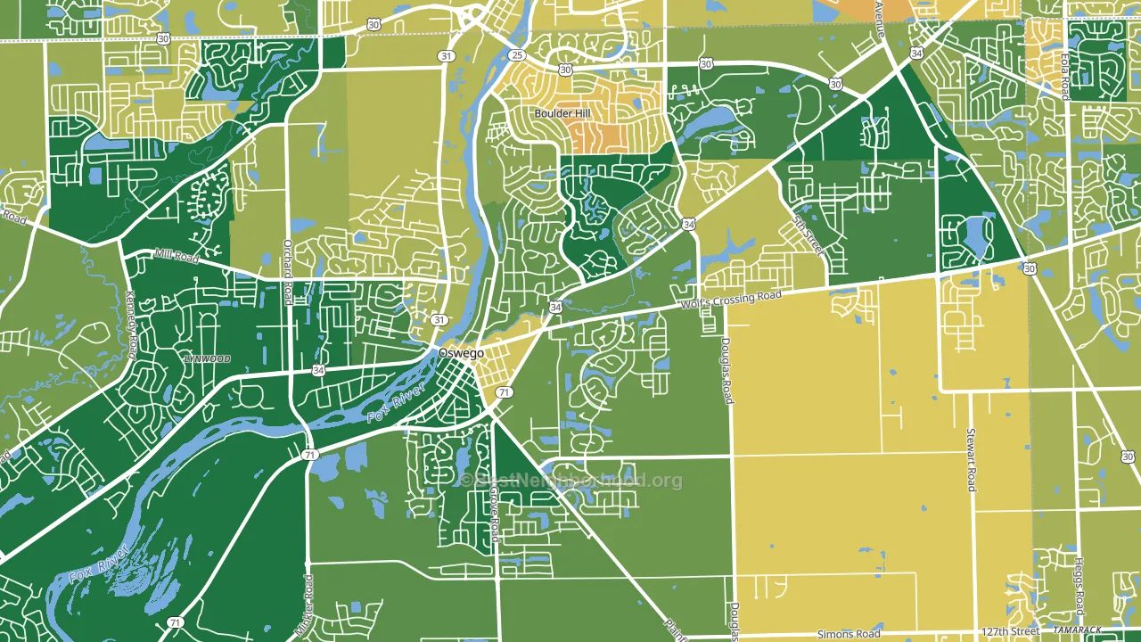60543, IL block-group voter-turnout map