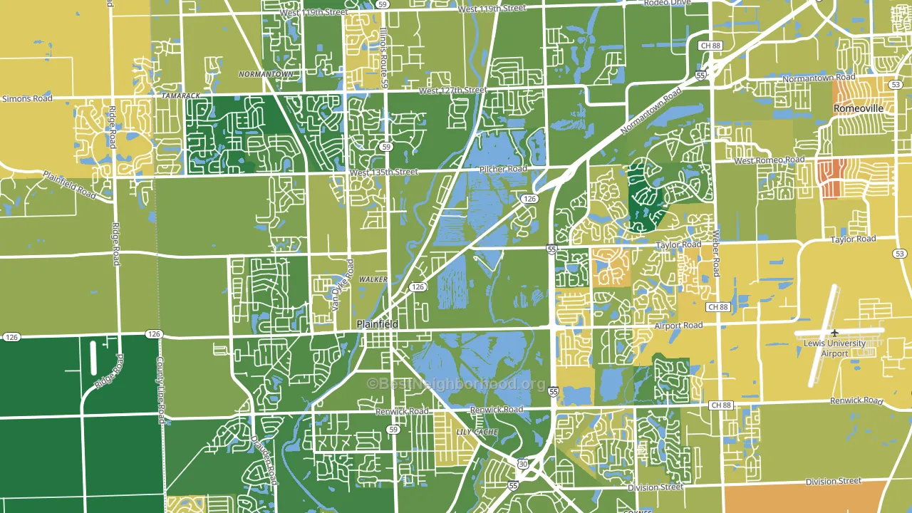 60544, IL block-group voter-turnout map