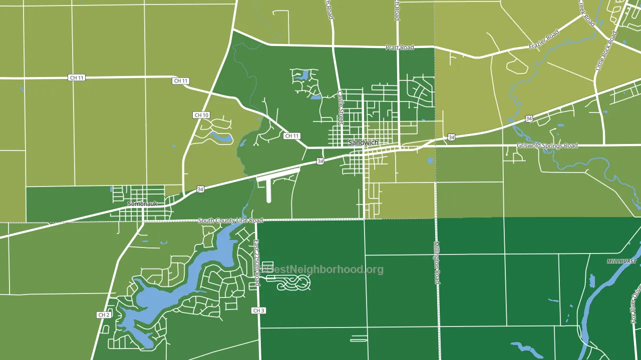 60548, IL block-group voter-turnout map