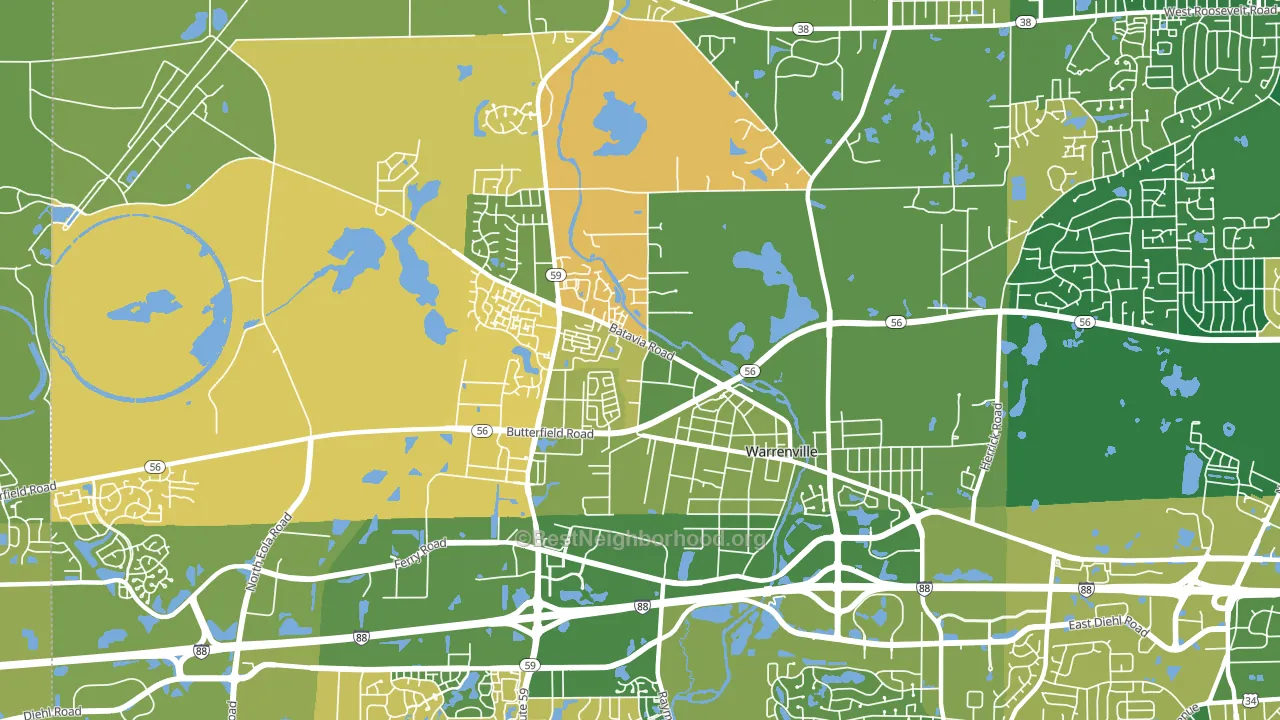 60555, IL block-group voter-turnout map