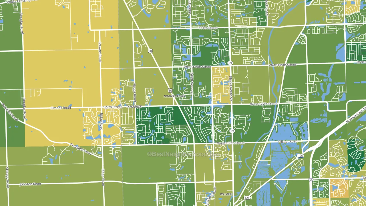 60585, IL block-group voter-turnout map